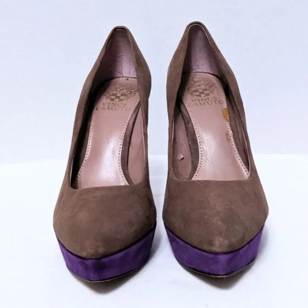 VINCE CAMUTO Ritz Suede Tan Platform Pumps 6.5